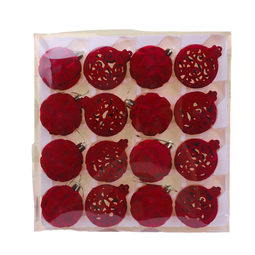 16 PCS Christmas Tree Decoration Balls Christmas Window Decoration Red Flo T7N7