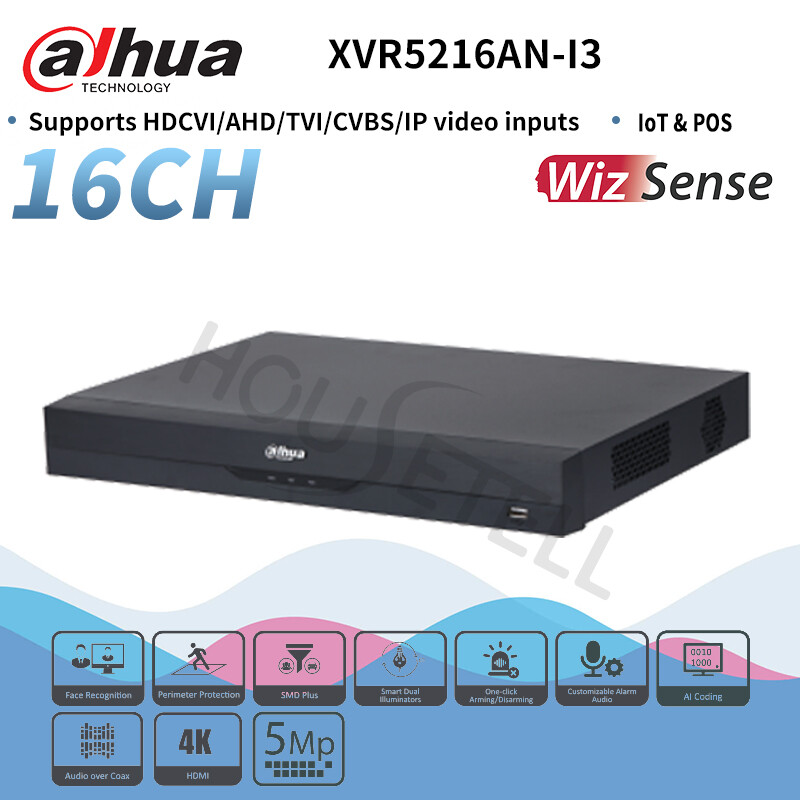 Dahua 16CH 5MP 1U 2HDDs IoT POS HDCVI AHD TVI CVBS IP XVR5216AN-I3 Security System-image