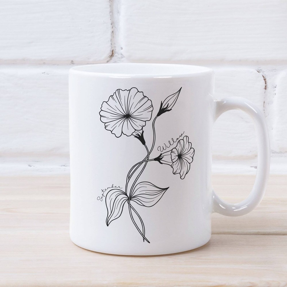 Personalized Birth Flower Mug September Birth Month Flower Customizable Mug