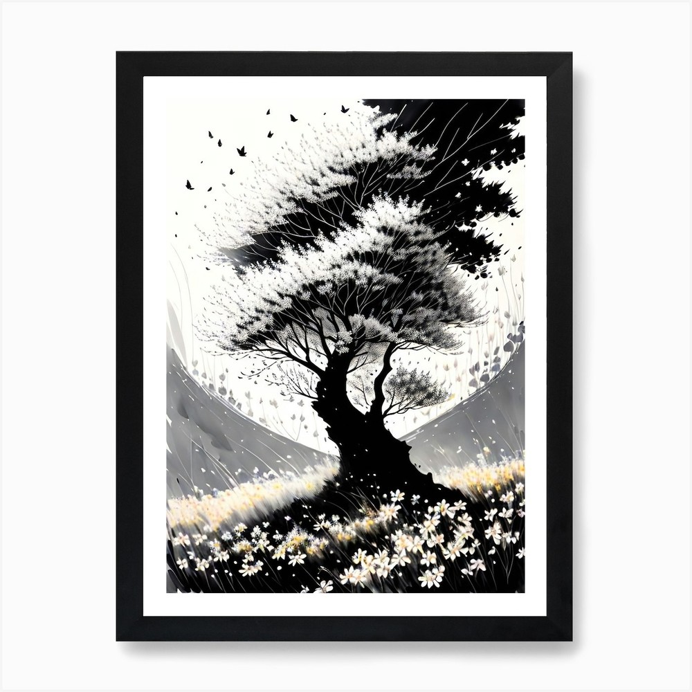 Tree of Life 36 Inch Framed Canvas Wall Art Print Poster  
