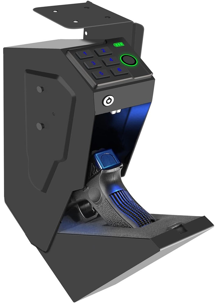 Biometric Mounted Handgun Gun Safe for Nightstand Desk Bed Side WallTruck - A...-image