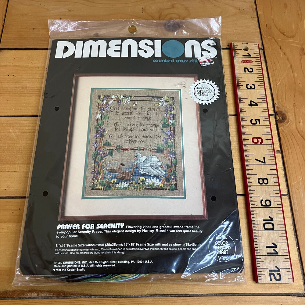 Prayer for Serenity Counted Cross Stitch Dimensions Kit #3669 Swans Vtg 1989