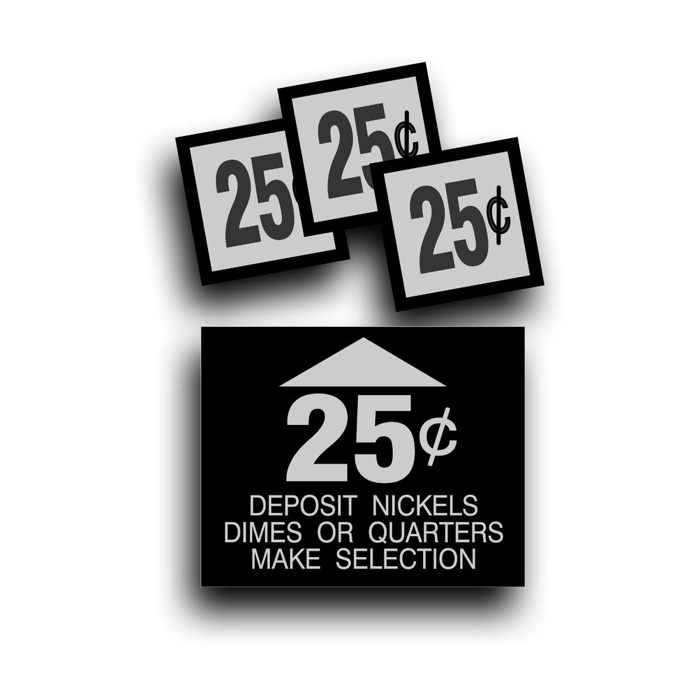 Vending Machine 25 Cent Decal Sticker fit CAVALIER soda pop soft drink coin slot