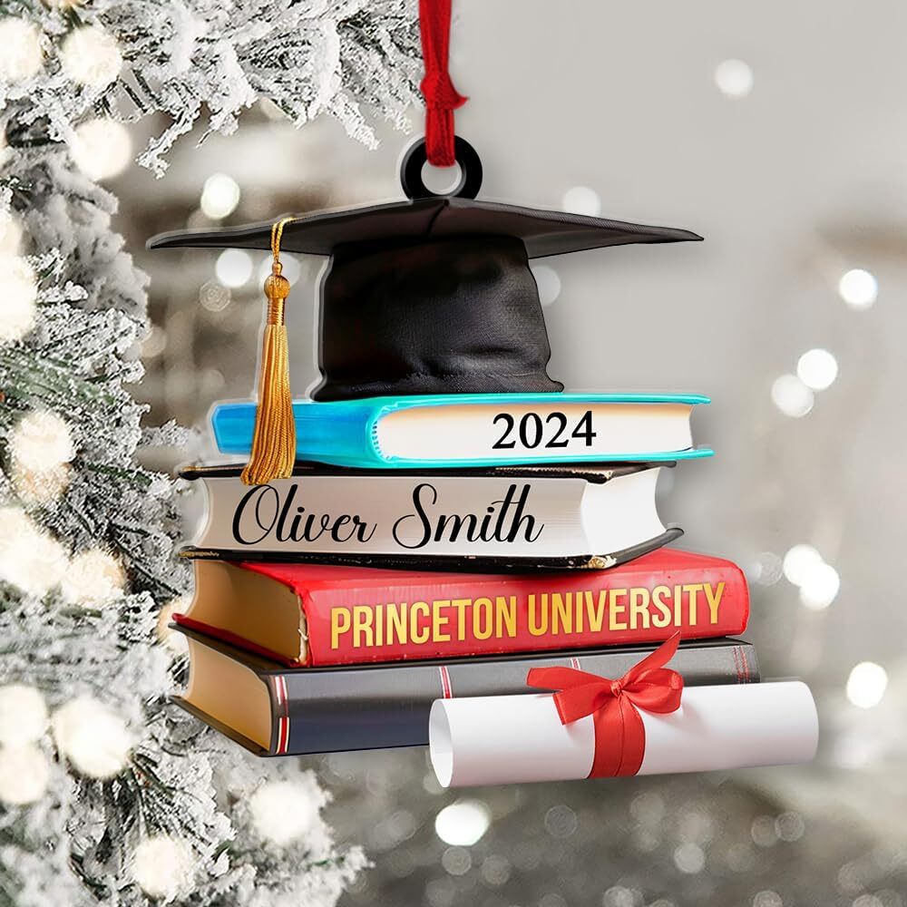 Custom Graduation Cap Book Ornament with Name and Class Year-image