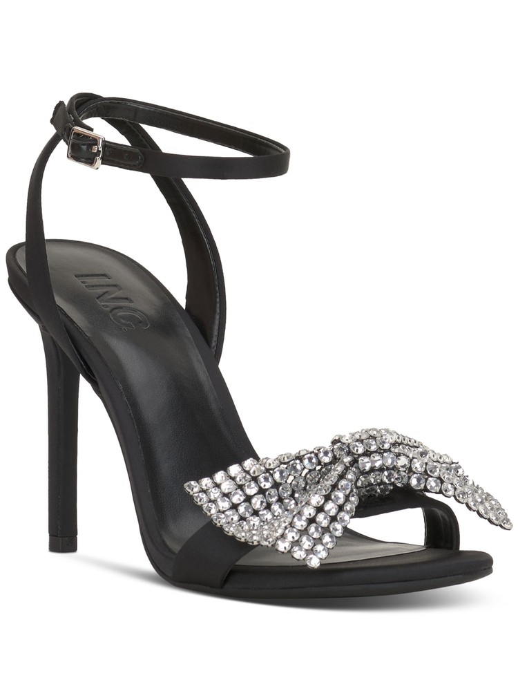 INC Womens Black Mixed Media Nemmzi Open Toe Stiletto Heeled Sandal 7.5 M