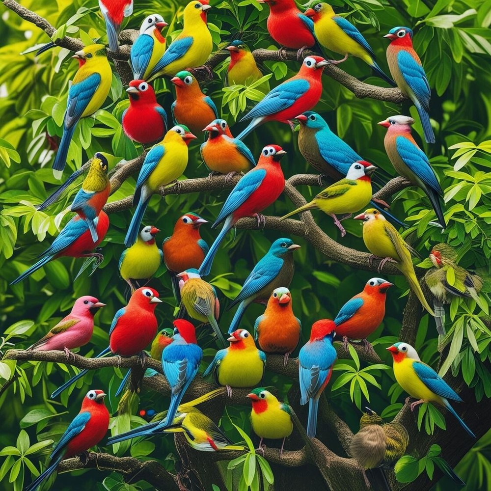 Colorful Birds Art Photo - Digital Wallpaper Background for Desktop