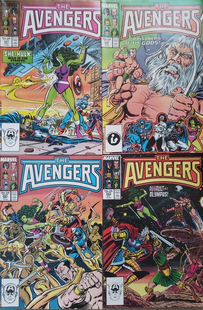 Avengers Set of 4 #281, #282, #283,& #284 all NM 9.4+ published in 1987