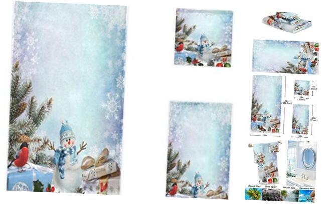 Christmas Greeting with Snowman Pine Branches Soft Luxury Decorative Set Xmas
