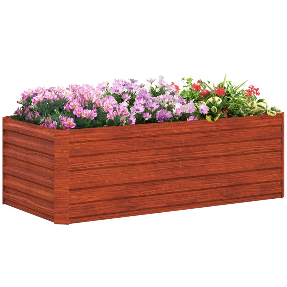 Wooden Garden Bed Flower Shelf Planter Box for Indoor Outdoor Use Coffee Color