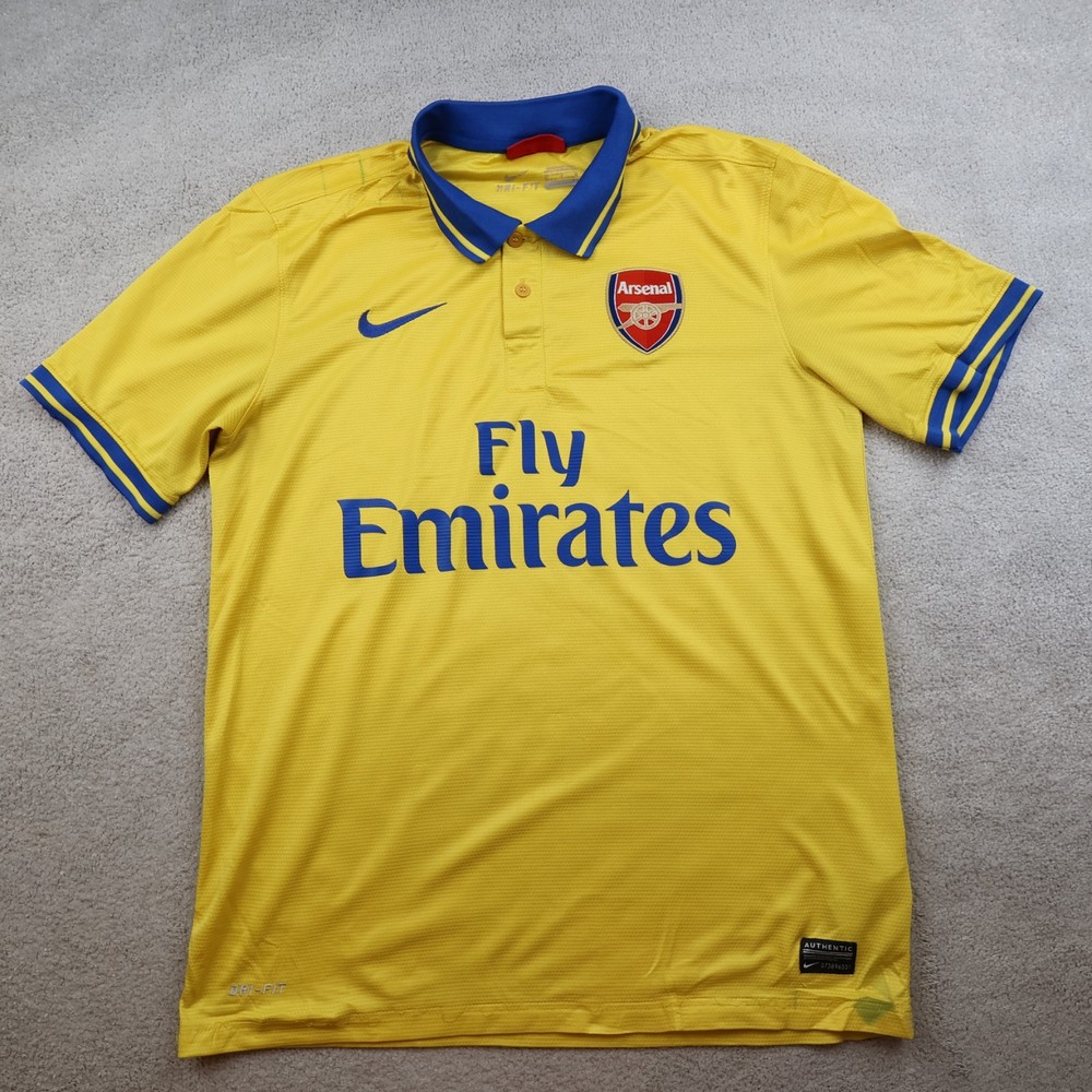 Arsenal Shirt Medium Yellow Away Kit 2013 2014 Nike Soccer Jersey