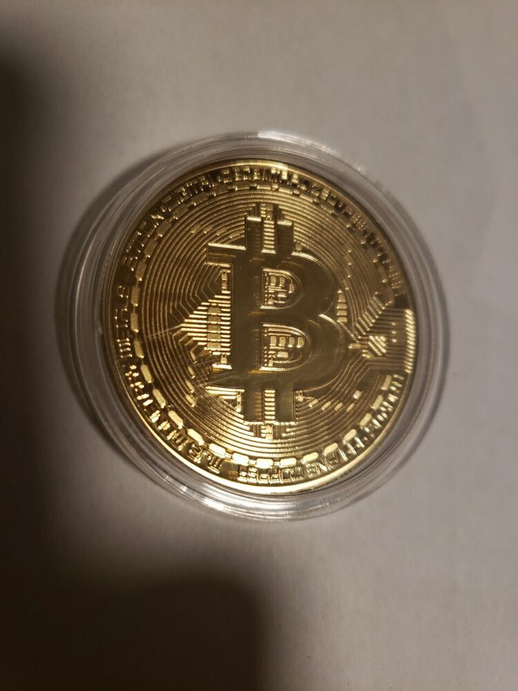 Copper Plated Bitcoin Coin & Case Collectible Cryptocurrency Crypto Coins-image