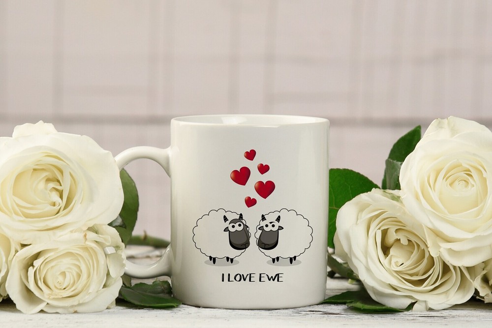 Personalized Valentine's Sheep Mug Gift - I Love Ewe Custom Lovers Mug