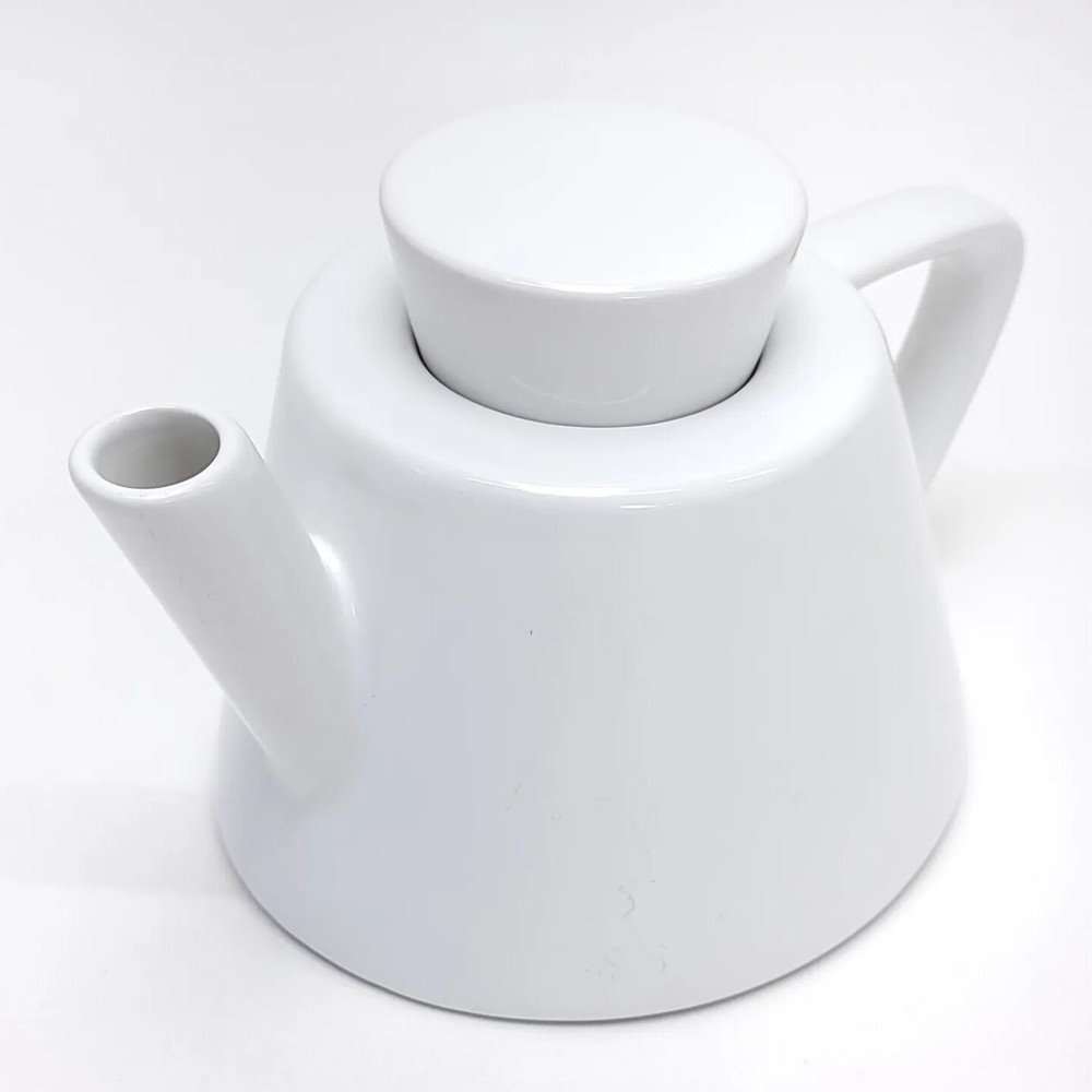 Ikea Modern LARGE (1.8L) White Porcelain Teapot w Lid Art Deco Danish MCM