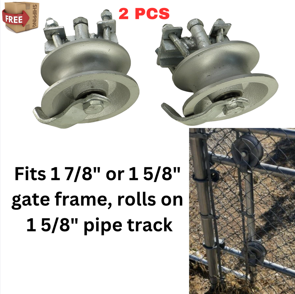 Heavy Duty Rear Pipe Bearing Track Wheel for Chain Link Roller Sliding Gates 2pc
