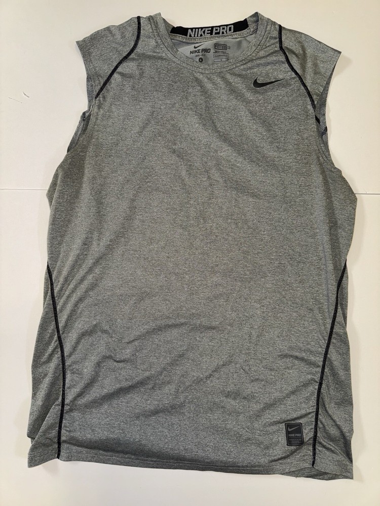 Nike Pro Dri Fit Sleeveless Shirt Tank Top Gray Size Large