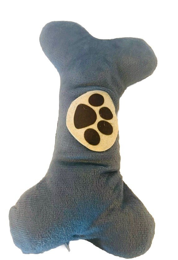 Squeaky Velvet Gray Dog Bone Shaped Toy 12 Inch