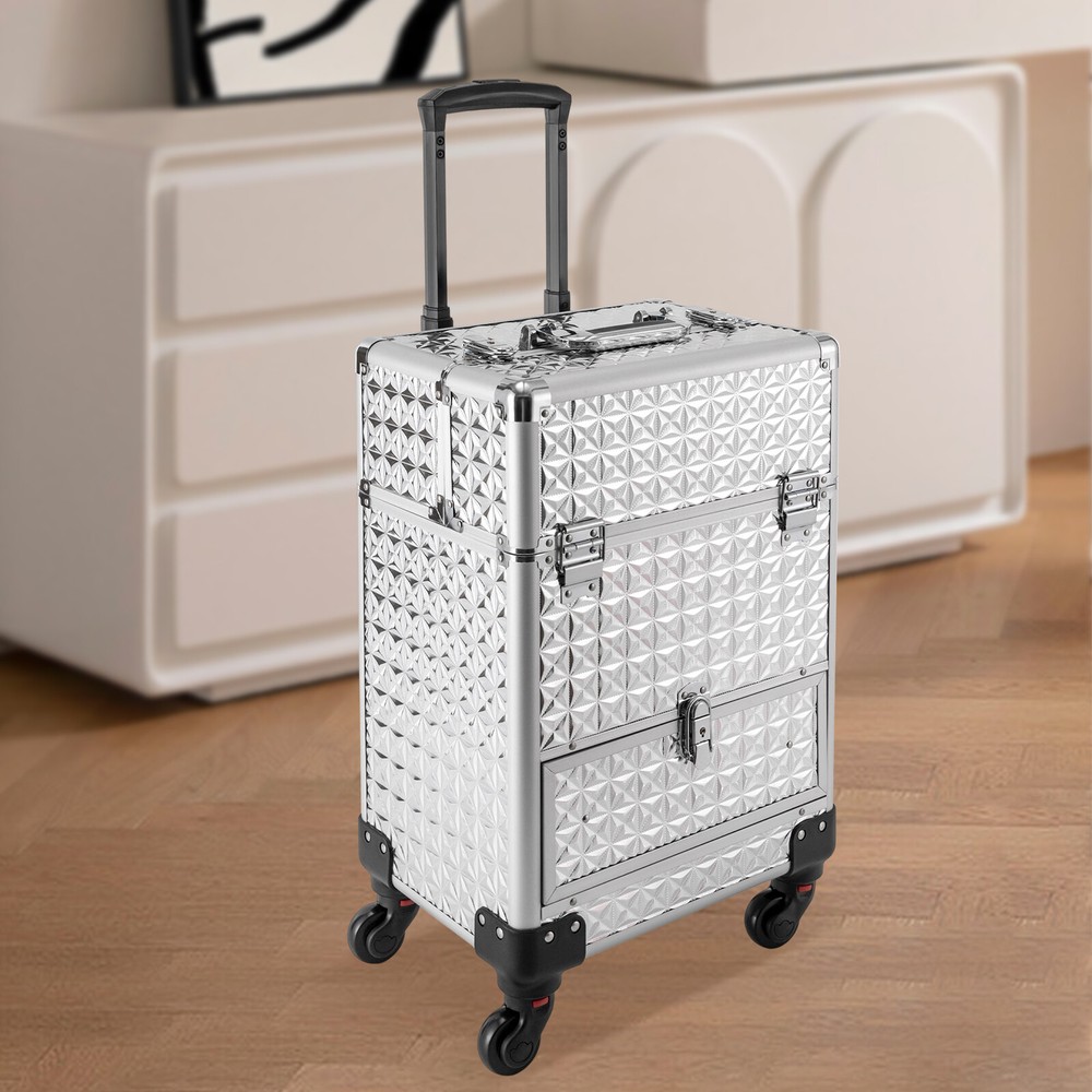 Professional Rolling Makeup Train Case Cosmetic Storage Organizer Trolley