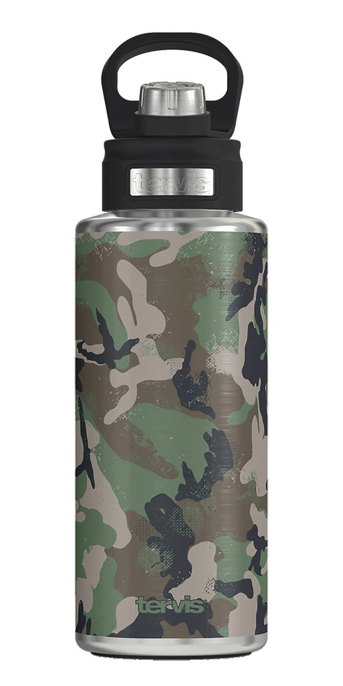 Moss Green Camouflage Triple Walled Insulated Tumbler Travel Cup Keeps Drinks...