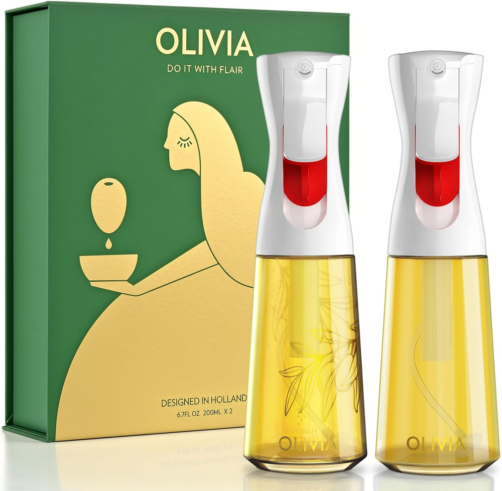 2-Pack 200ML Glass Oil Sprayer for Cooking - Continuous Mist Olive Oil Dispenser