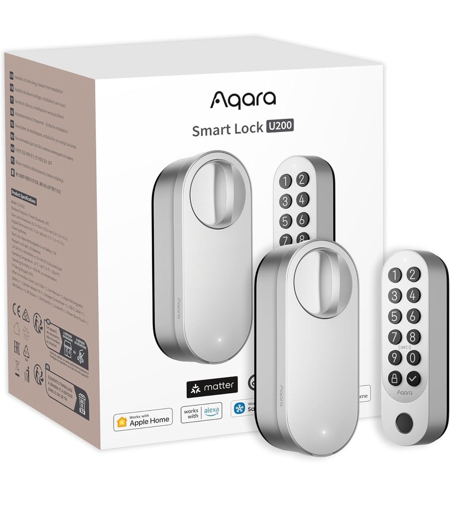 Aqara U200 Smart Lock with Fingerprint Keypad for Apple Home & Google Keyless Entry  