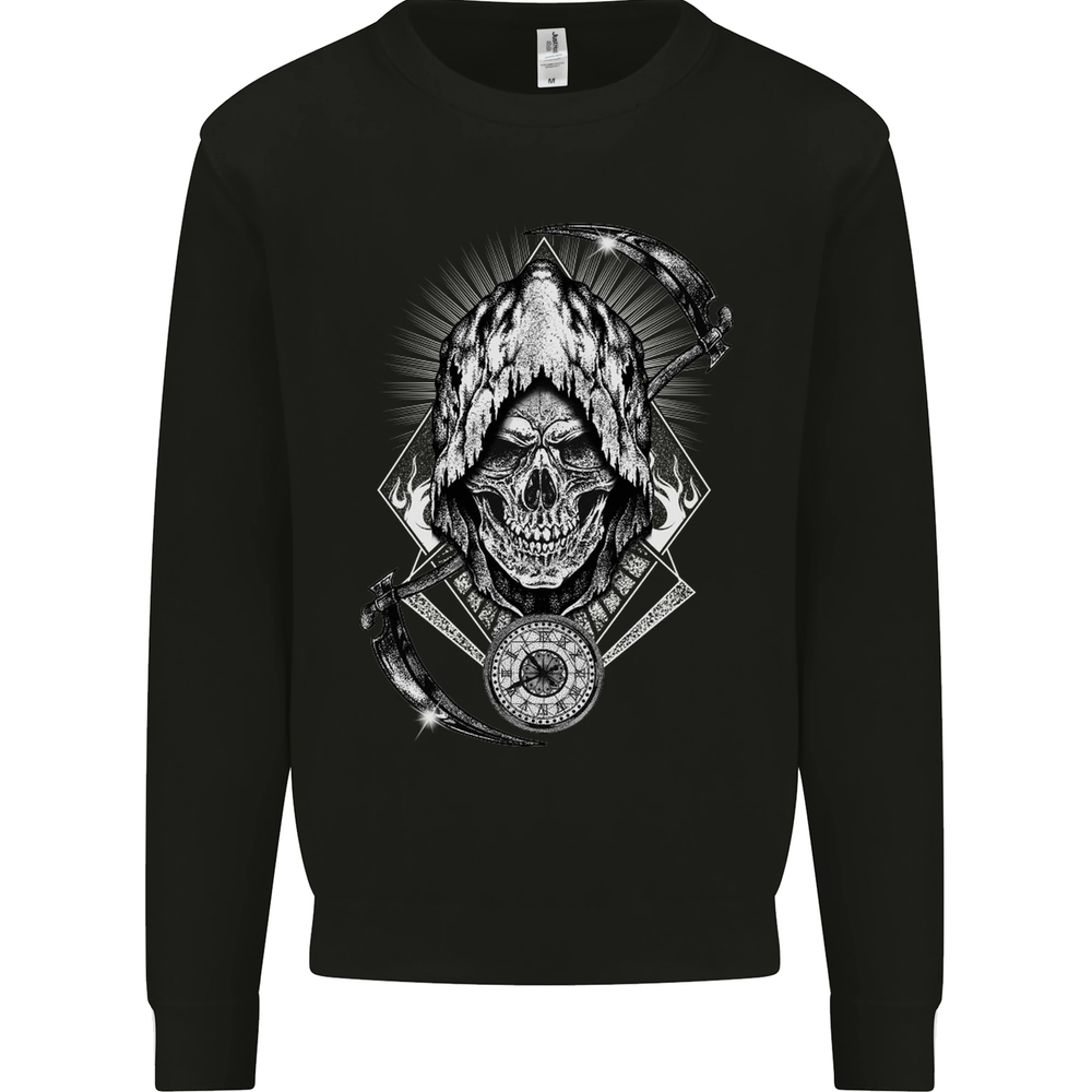 Grim Reaper Time Biker Skull Rock Music Mens Sweatshirt Jumper