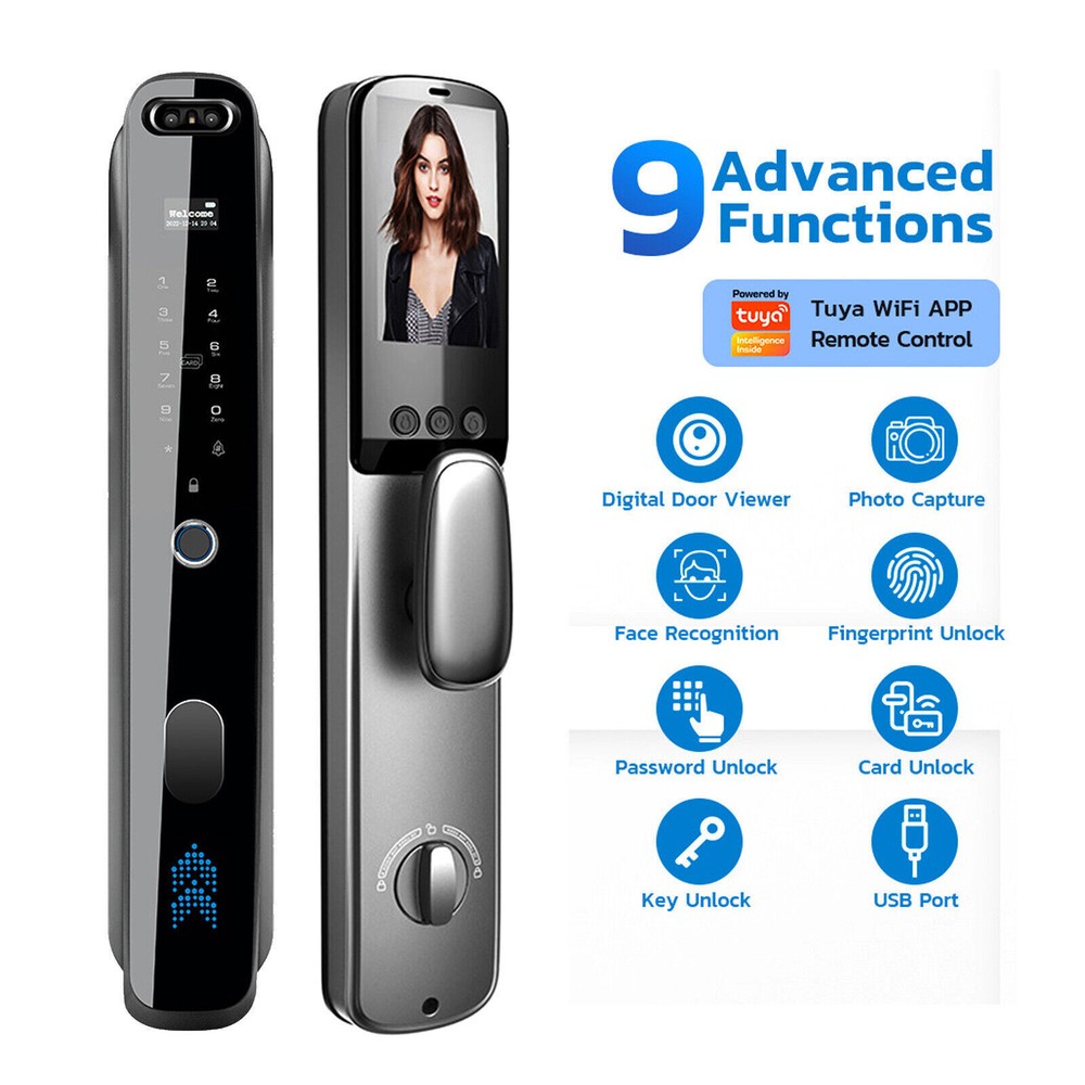 **Smart Biometric Digital Door Lock with Fingerprint & Face Recognition plus Password Access**  -image