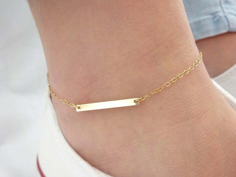 Custom Name 925 Yellow Gold Over Sterling Silver Anklet-image