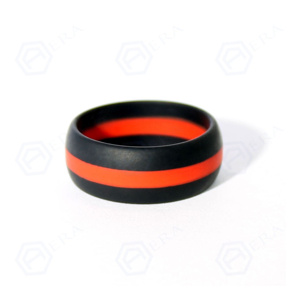 His & Hers Thin Red Line Silicone Wedding Bands – Perfect for Activewear by AERA Rings