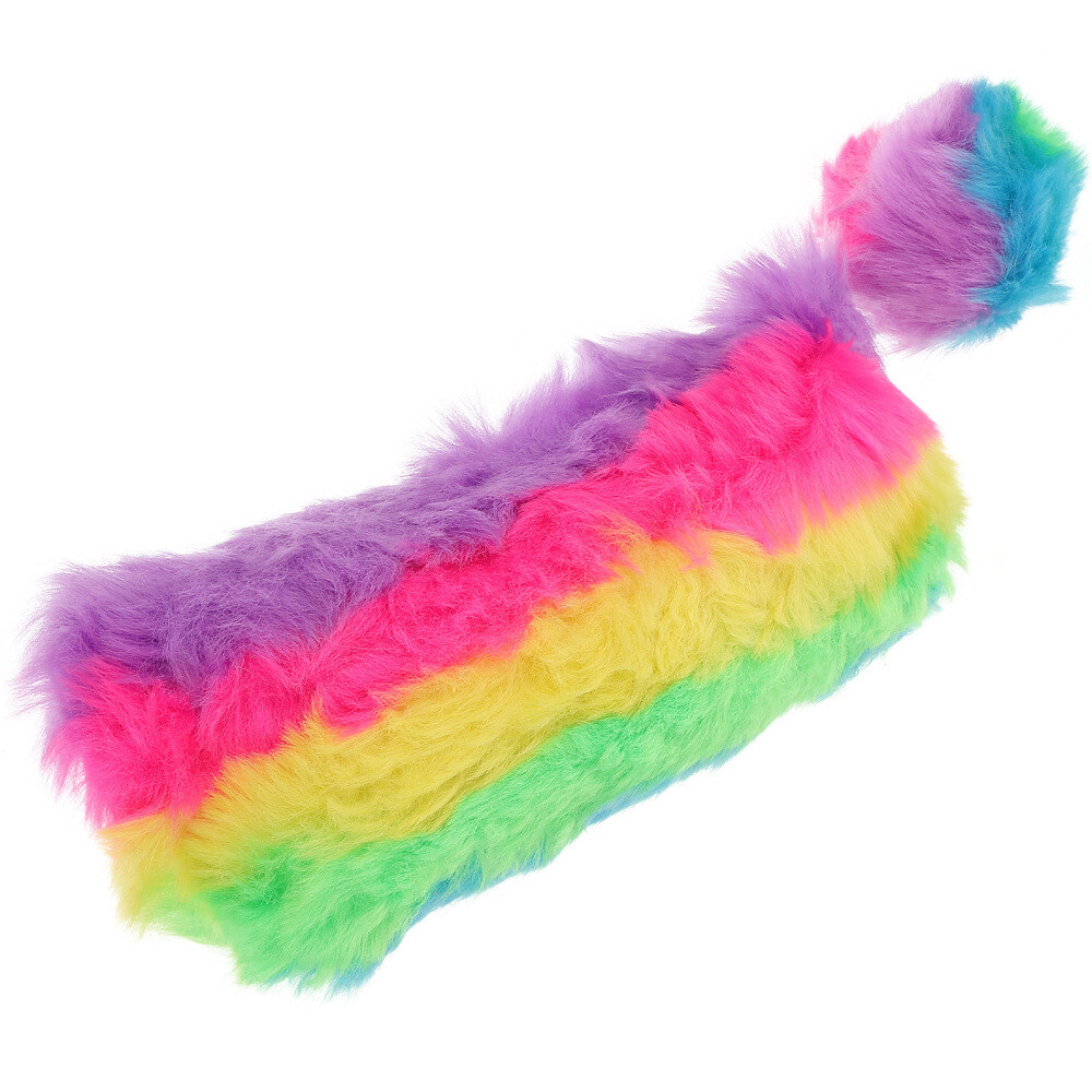 1pc Plush Pen Bag Pouch Storage Bag Pencil Case Rainbow Color for School Home