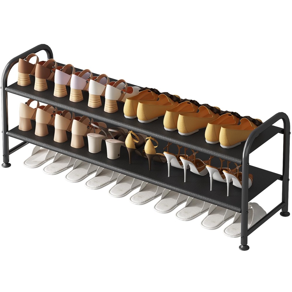 2-Tier Wide Metal Shoe Rack for Closet Entryway Storage Organizer