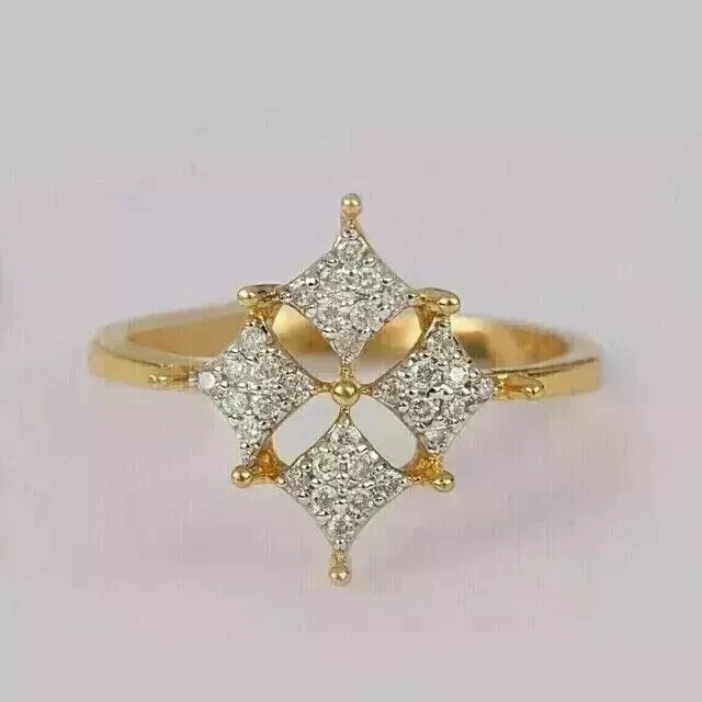 1.5Ct Lab Diamond Flower Wedding Ring in 14K Yellow Gold Plated
