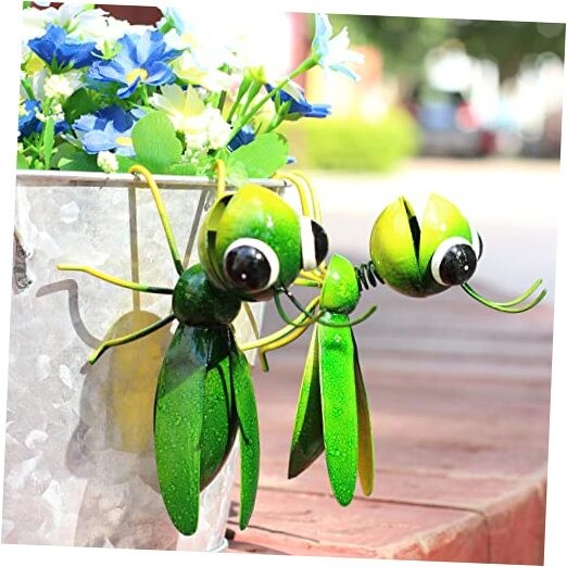 Cute Metal Grasshopper Garden Art Hanging Wall or Lawn Ornament