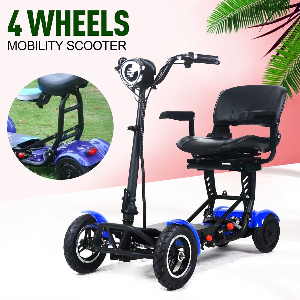 250W*2 4 Wheel Folding Mobility Portable Foldable Electric Scooter Travel NewAKo