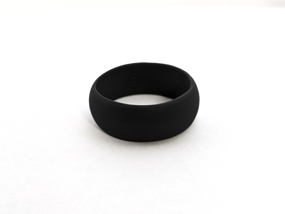 AERA Black Rubber Ring Silicone Wedding Band Hypoallergenic FlexFit USA Made