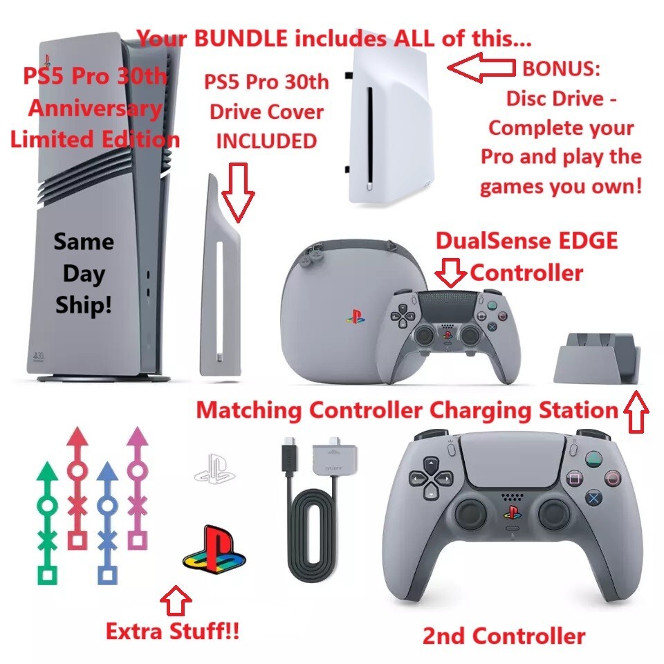 PlayStation 5 Pro Console 30th Anniversary Limited Edition PS5 Bundle + Drive