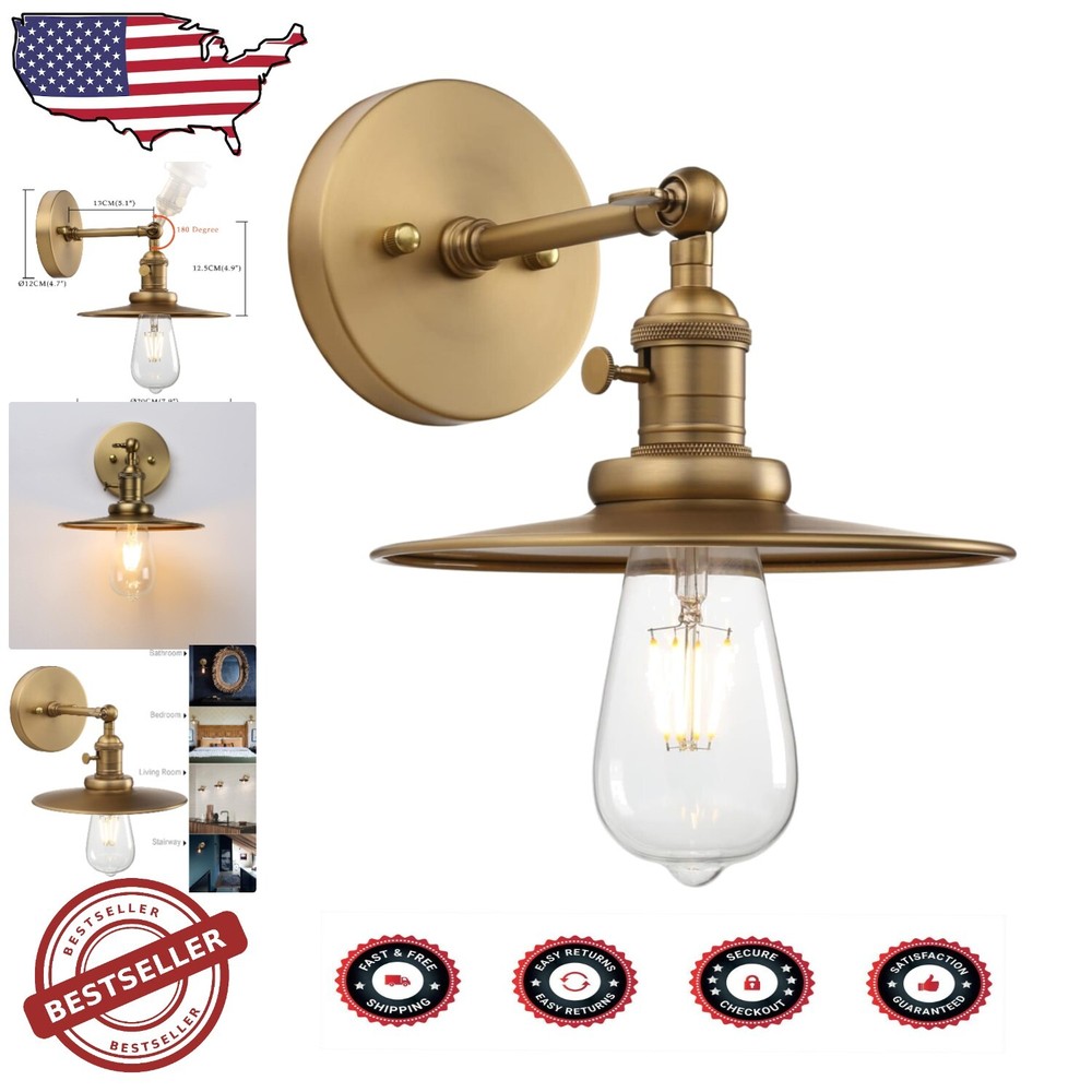 Elegant Antique 1-Light Wall Sconce - Crafted Metal Shade and On/Off Switch