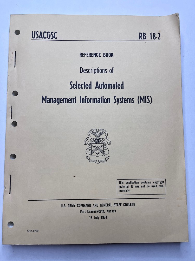 USACGSC Selected Automated Mgmt Info Systems (MIS) Ref Book 1974 RB 18-2-image