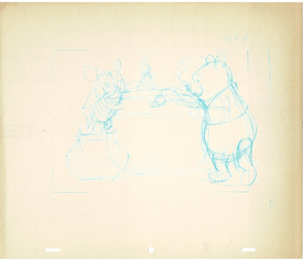Winnie the Pooh Disney Original Production Drawing Sketch 1977 Washer 4-1