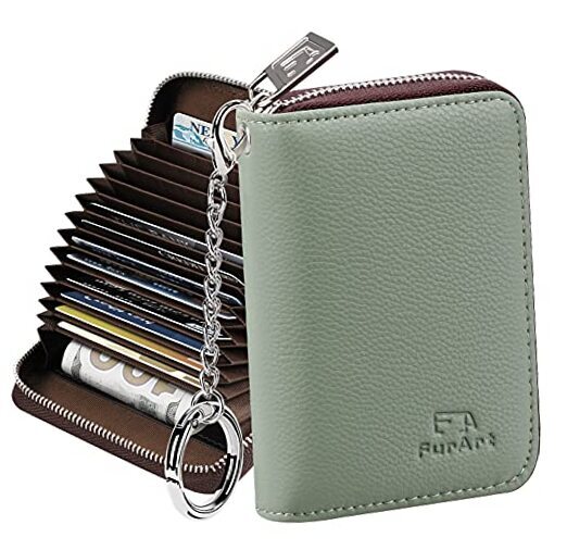 RFID Blocking Zipper Credit Card Wallet for Men & Women – Spearmint Design-image