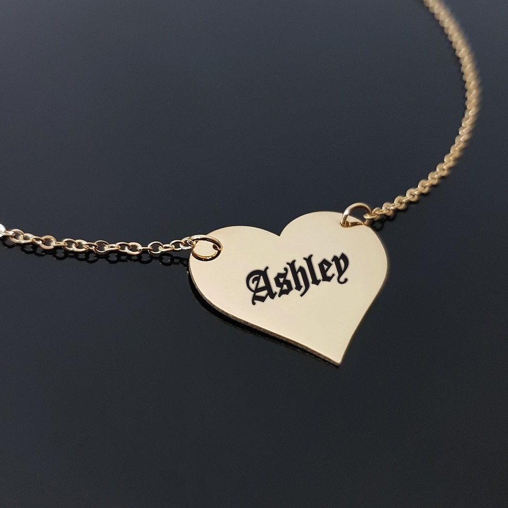 Old English Name Necklace Custom Name Necklace With Old English Font Jewelry