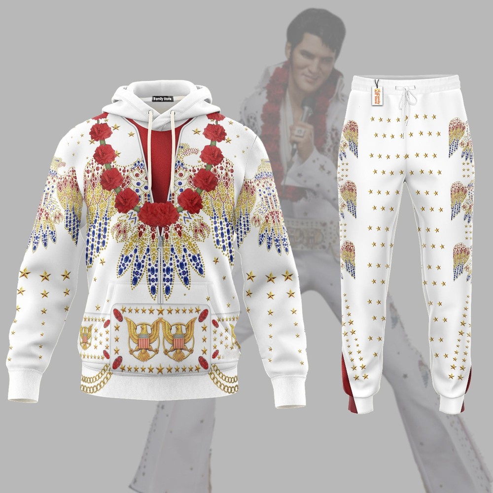 Elvis Aloha Costume - Hawaii Hoodie Sweatshirt T-Shirt Sweatpants ELHS06
