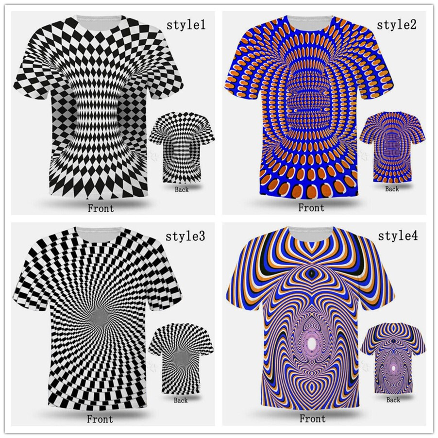 Visual Illusion Vertigo 3D Pattern Mens Womens Casual Short Sleeve T-Shirts-image
