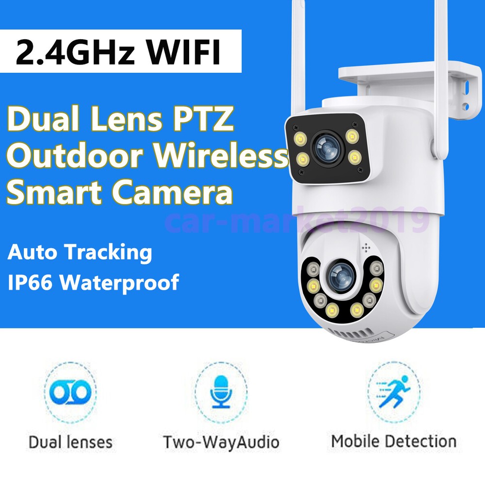 3MP Dual Lens PTZ Wireless Outdoor Security Camera with Light Alarm and 2.4G WiFi