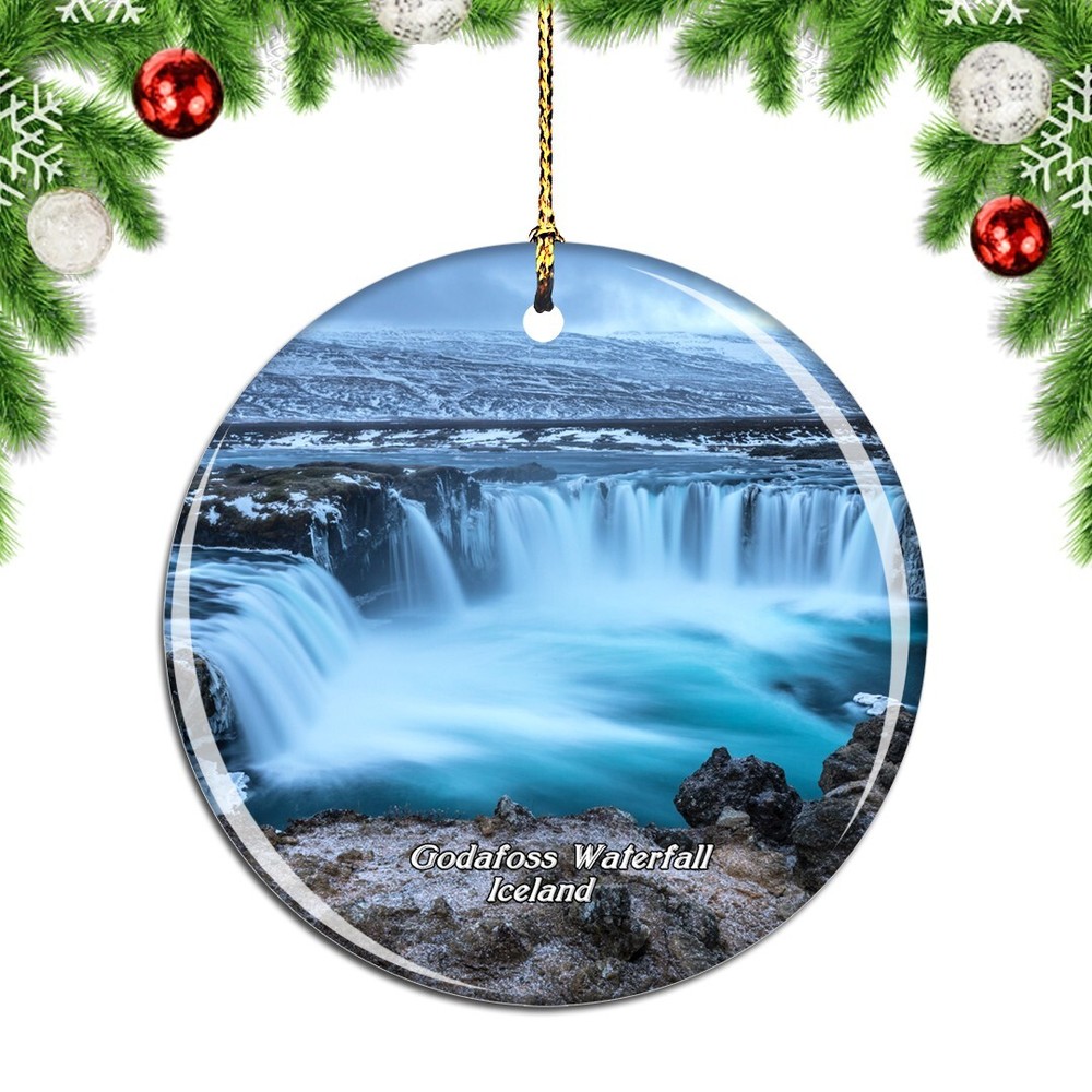Icelandic Godafoss Waterfall Christmas ornament travel souvenir gift