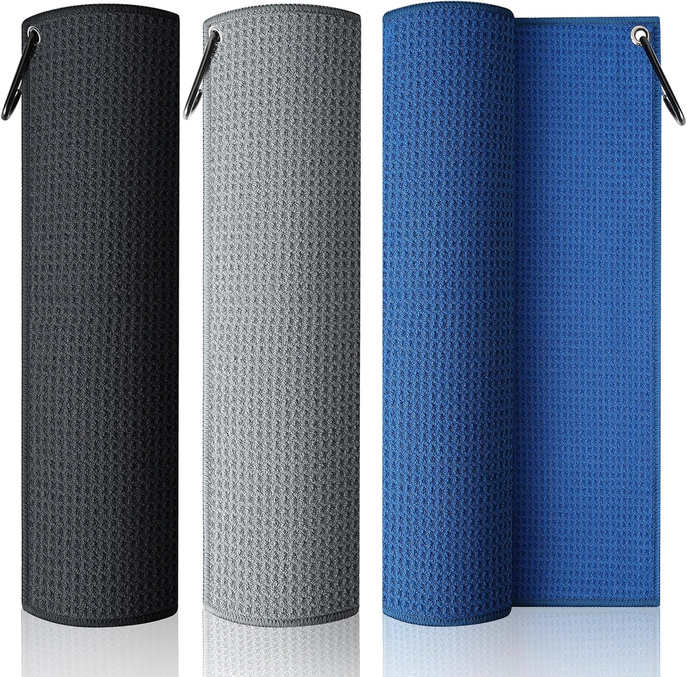 3 Pack Microfiber Golf Towel with Carabiner Clip for Golf Bags