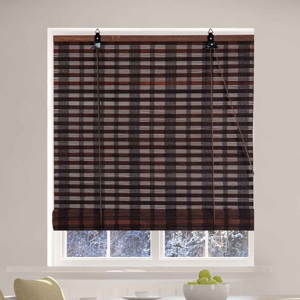Natural Bamboo Roll Up Blinds for Windows & Doors, Light Filtering, Indoor/Ou...