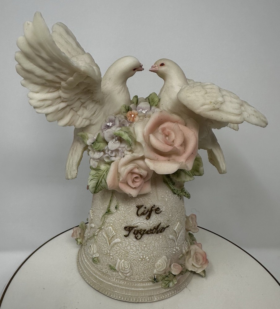 Vintage Wedding Cake Topper with Roses and Doves for Elegant Decor