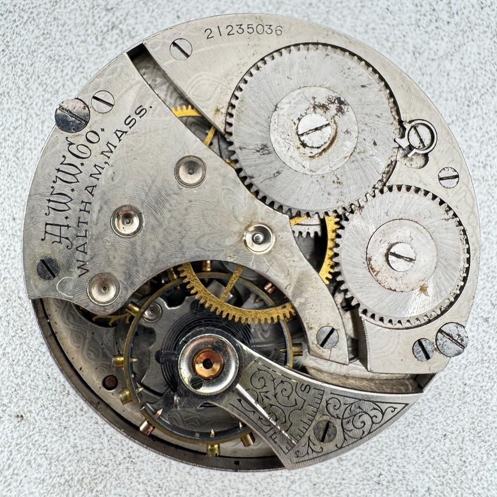 Antique 16s 1917 Waltham 7 Jewel Mechanical Pocket Watch Movement 610 USA
