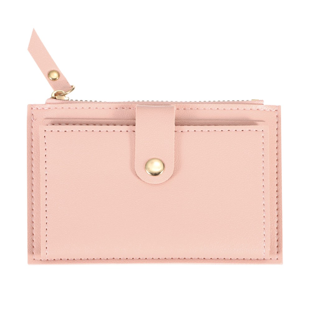 Compact Pink Cotton Zipper Card & Coin Holder for Men-image