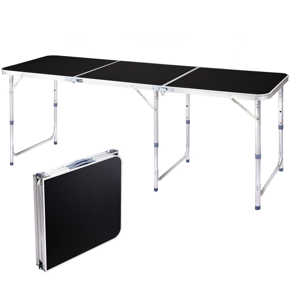 6 FT Portable Folding Black Plastic Table for Indoor Outdoor Garden Party Use